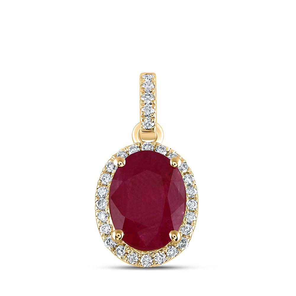 Vintage Ruby Solitaire Oval Pendant Charm 14K Yellow Gold 0.60 shops CT 0.40